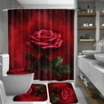 thumbnail image 1 of Red Rose Bathroom Shower Curtain Sets with Rugs, Toilet Lid Cover, Bath Mat, Romantic Flora Shower Curtains for Bathroom, Soft Waterproof Fabric Bathroom Decor Shower Curtain Set, 1 of 6