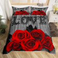 thumbnail image 1 of YST Red Rose Bedding Set Queen Red Black Valentine'S Day Comforter Cover For Girls Women Men Couple,Romantic Floral Duvet Cover Rustic Farmhouse Bed Set With Zipper 2 Pillow Cases Grey, 1 of 5