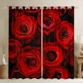 thumbnail image 1 of Red Rose Blackout Curtains for Bedroom, Ombre Red Black Floral Curtains for Girls Women Kids Teens Adult, Botanical Blossom Window Curtains & Drapes, Valentine's Day Gift Darkening Curtains 52"X63", 1 of 6