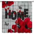 thumbnail image 1 of Red Rose Blackout Curtains for Kitchen,Rustic Butterfly Red Rose Romantic Blooming Red Floral Butterfly Window Treatments for Girls Bedroom Living Room 84x84in, 1 of 6