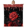 thumbnail image 1 of Red Rose Blanket Glitter Galaxy Throw Blanket 90"x90",Sequins Fluid Art Fleece Blanket Abstract Ombre Print Bed Blanket,Romantic Garden Flowers Boho Floral Bohemian Decor, 1 of 6
