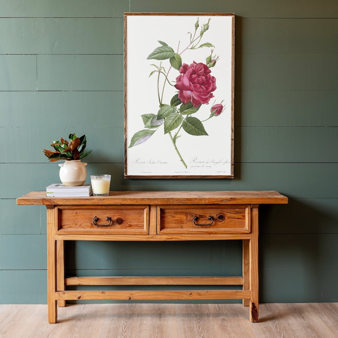 Red Breakfest Sign Red Rose Botanical Floral Wood Sign Poster, Poster Only - Walmart.com