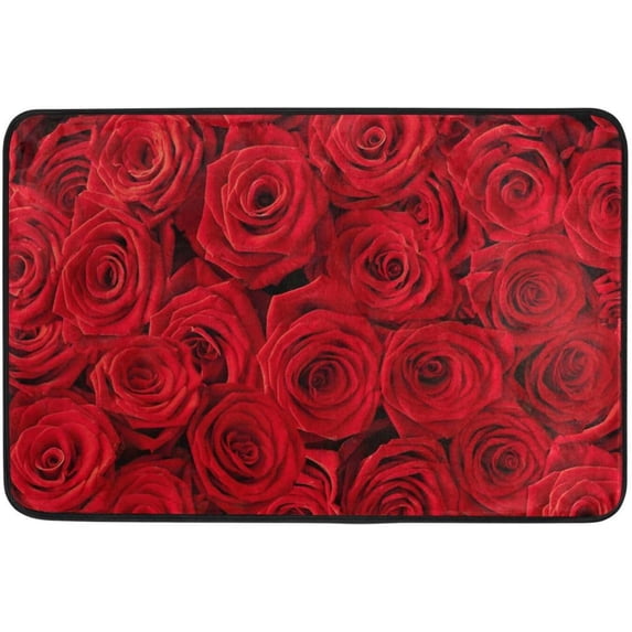 Red Rose Doormats Bathroom Floor Mat Lightweight Non-Slip Area Rugs Entrance Front Door Rug for Outdoor Garden Kitchen Bedroom 23.6" x 15.7" Home Decor
