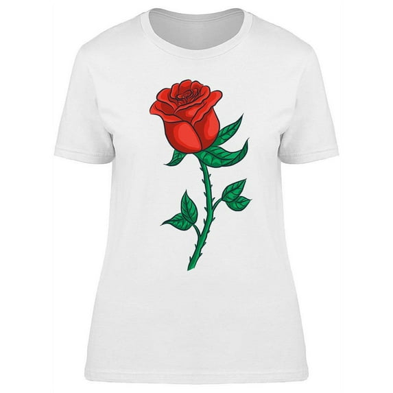 Red Rose Drawing T-Shirt Women -Image by Shutterstock, Female XX-Large