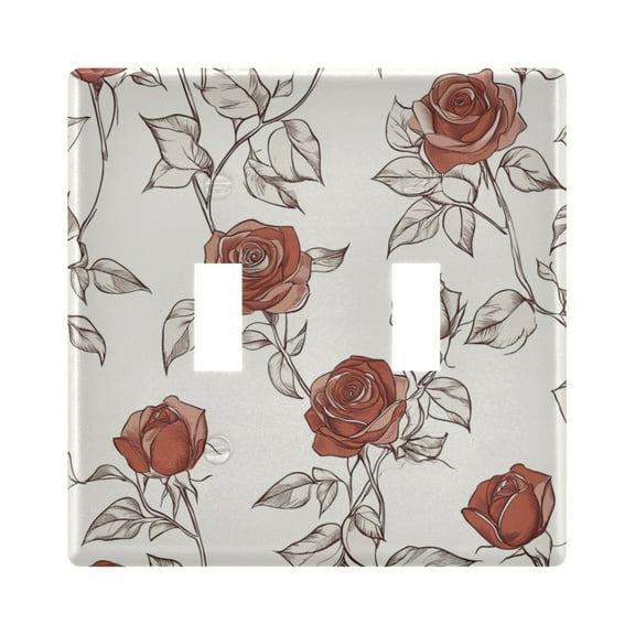 Red Rose Drawings Pattern Decorative Light Switch Plates Switch Cover Decorative Wall Plates Ideal for Living Room Kitchen Bedroom and Study