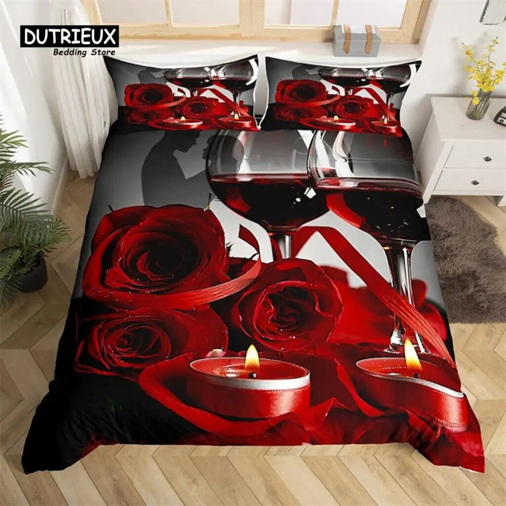 Red Rose Duvet Cover Twin King Romantic Theme Floral Bedding Set red-rose-duvet-cover-twin-king-romantic-theme-floral-bedding-set