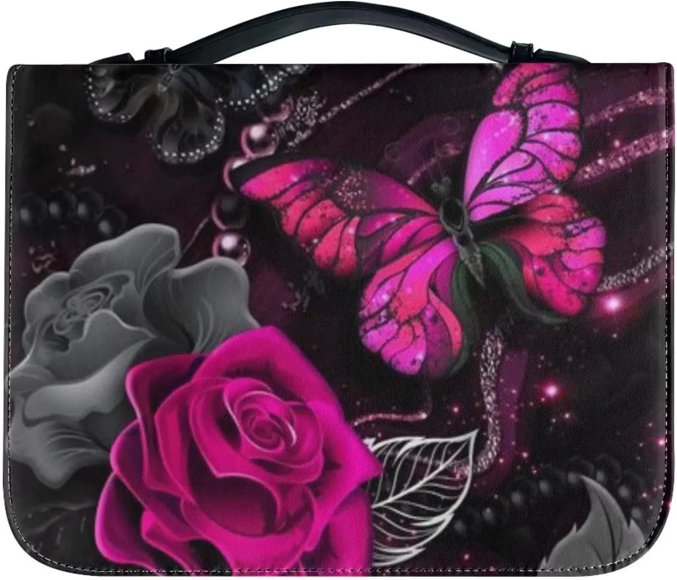Red Rose Floral Pattern Leather Bible Cover for Men Boy Women Girl ...