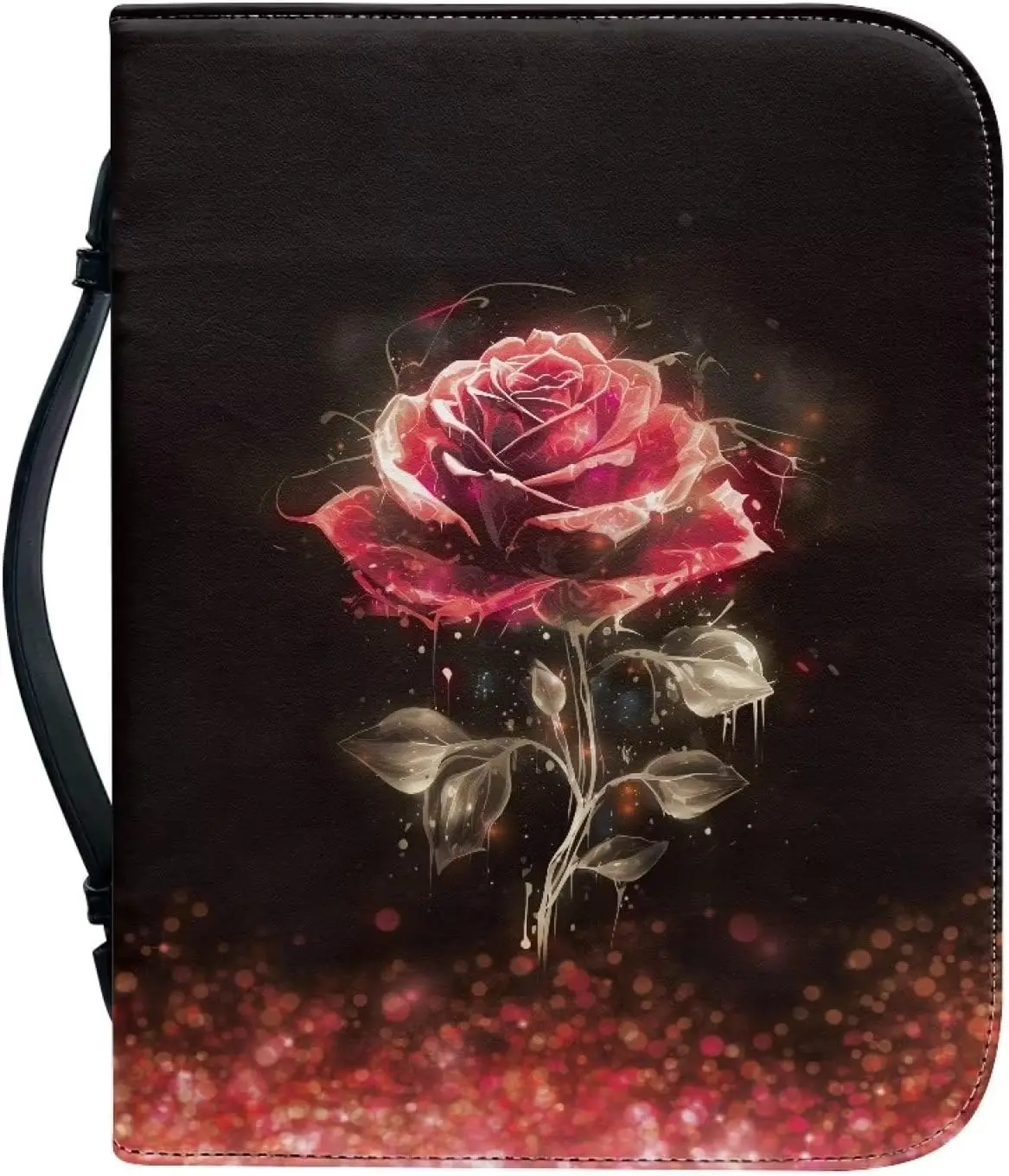 Red Rose Floral Pattern Leather Bible Cover for Men Boy Women Girl ...