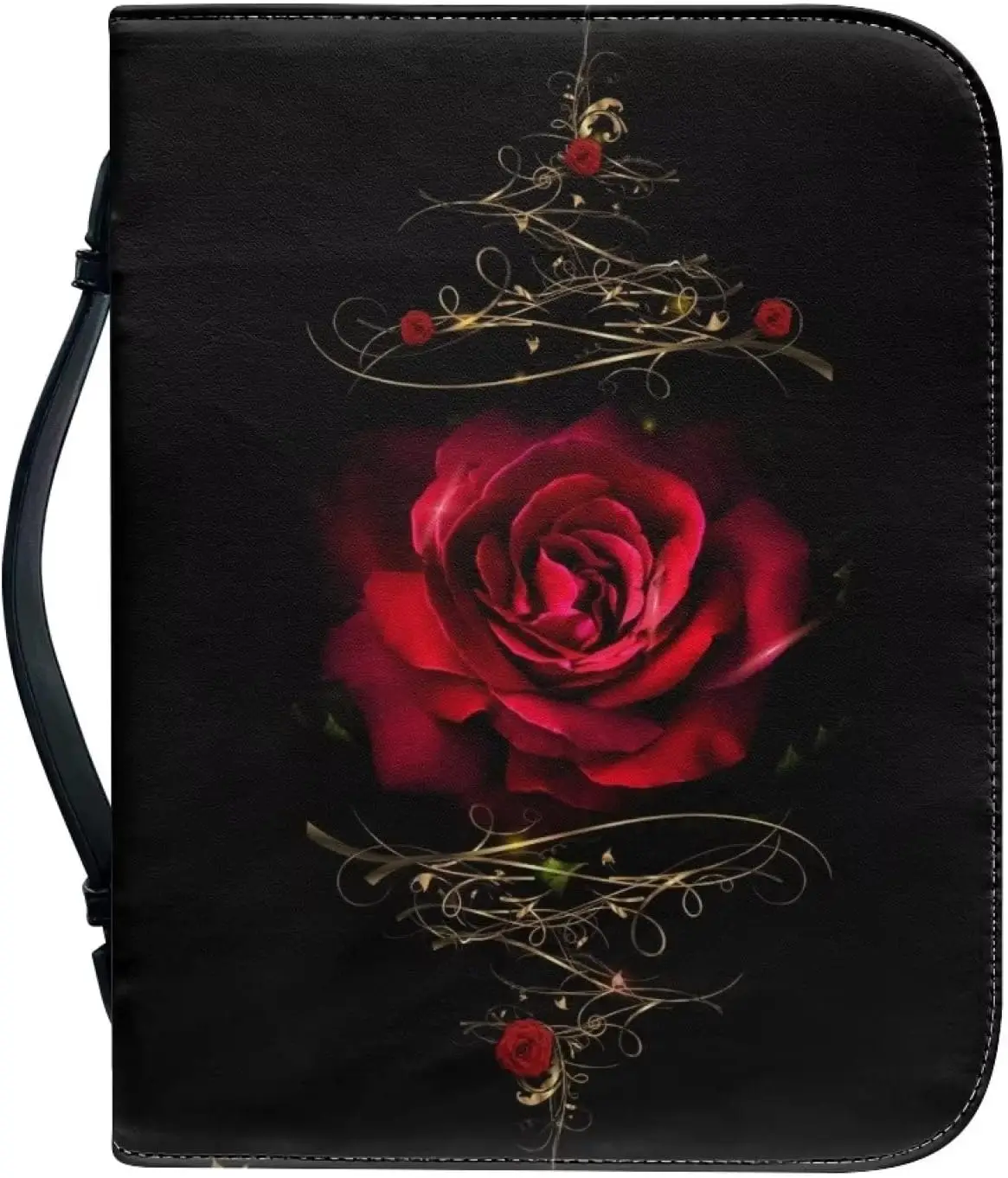 Red Rose Floral Pattern Leather Bible Cover for Men Boy Women Girl ...