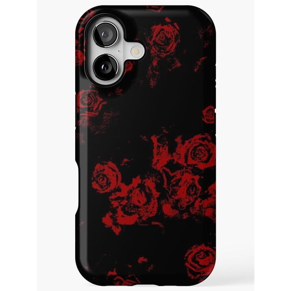 Red Rose Floral on Black Tough Case for Apple iPhone, Polycarbonate ...