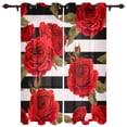 thumbnail image 1 of Red Rose Flower Black Luxury Curtains for Living Room Window Treatment Curtain for Bedroom Home Decor, 1 of 6