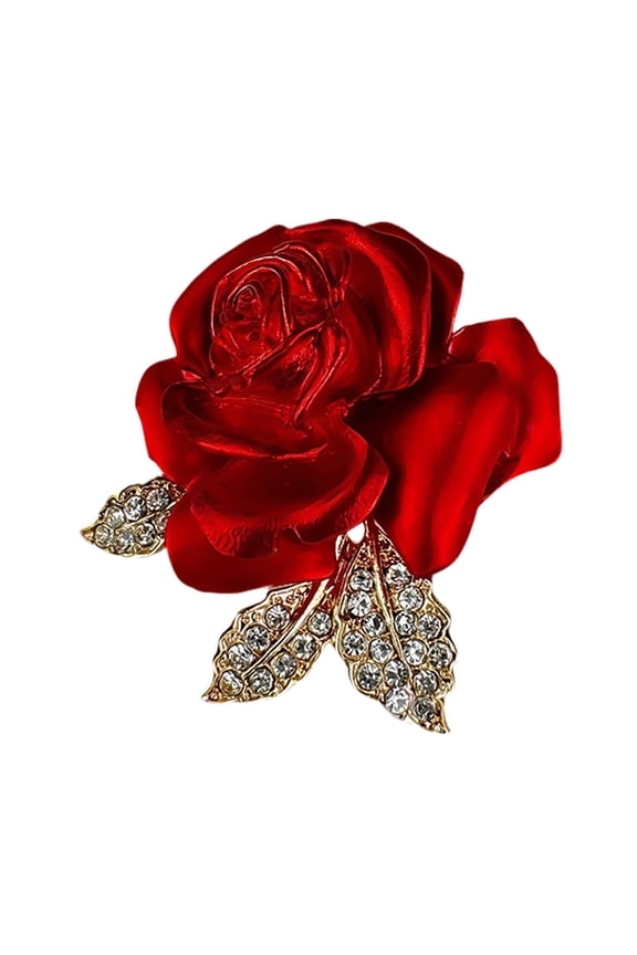 Red Rose Flower Brooch High End Women’S Wedding Blazer Lapel Pin Suit Jacket Boutonniere Corsage For Formal Occasion Includes 1Pc And Weighs 0.04Lb