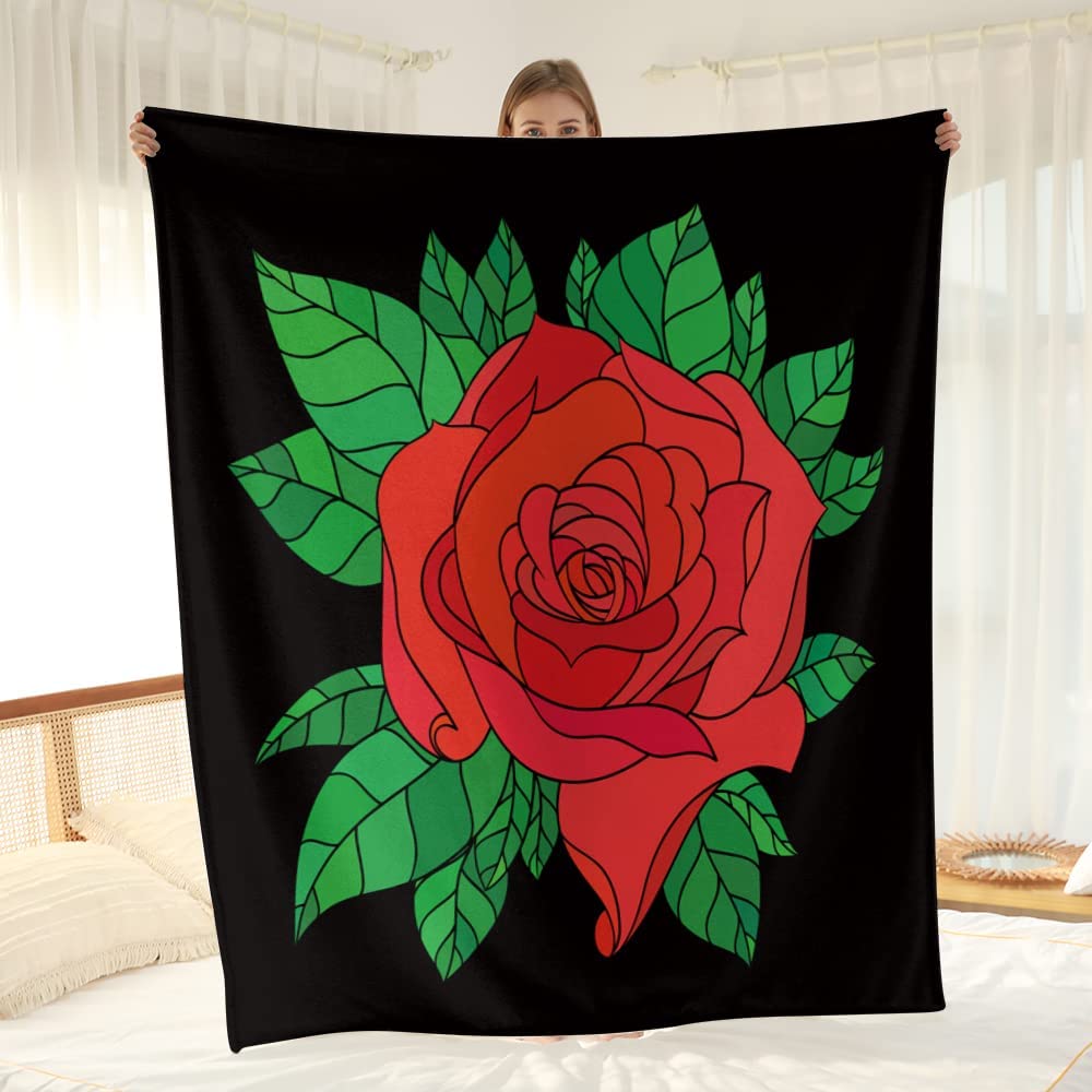 Green Garden Boho Red Rose Wool Kids Blanket – Reversible Outerwear & Layers Unisex Luxury Blanket main image 0