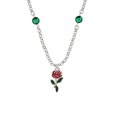 thumbnail image 1 of Red Rose Flower Green Crystal Fiona Necklace, 1 of 1