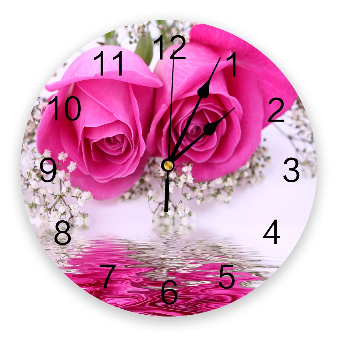 Red Rose Flower Love Romantic Decorative Round Wall Clock Arabic ...