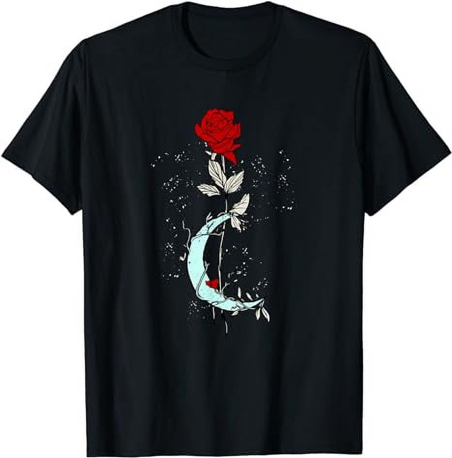 Plus Oversized Gothic Rose Print T-Shirt