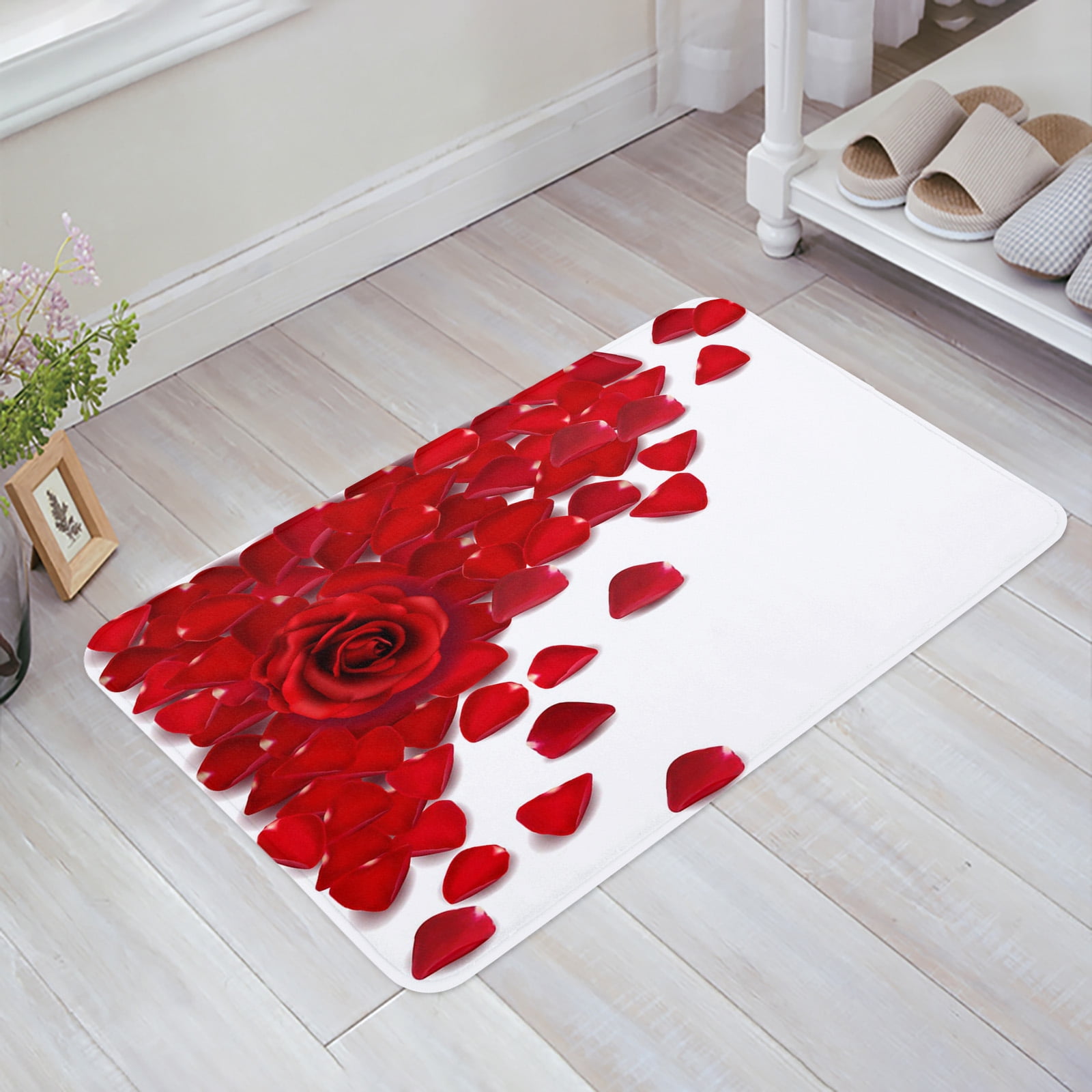 Red Hibiscus Flower Print Door Mat