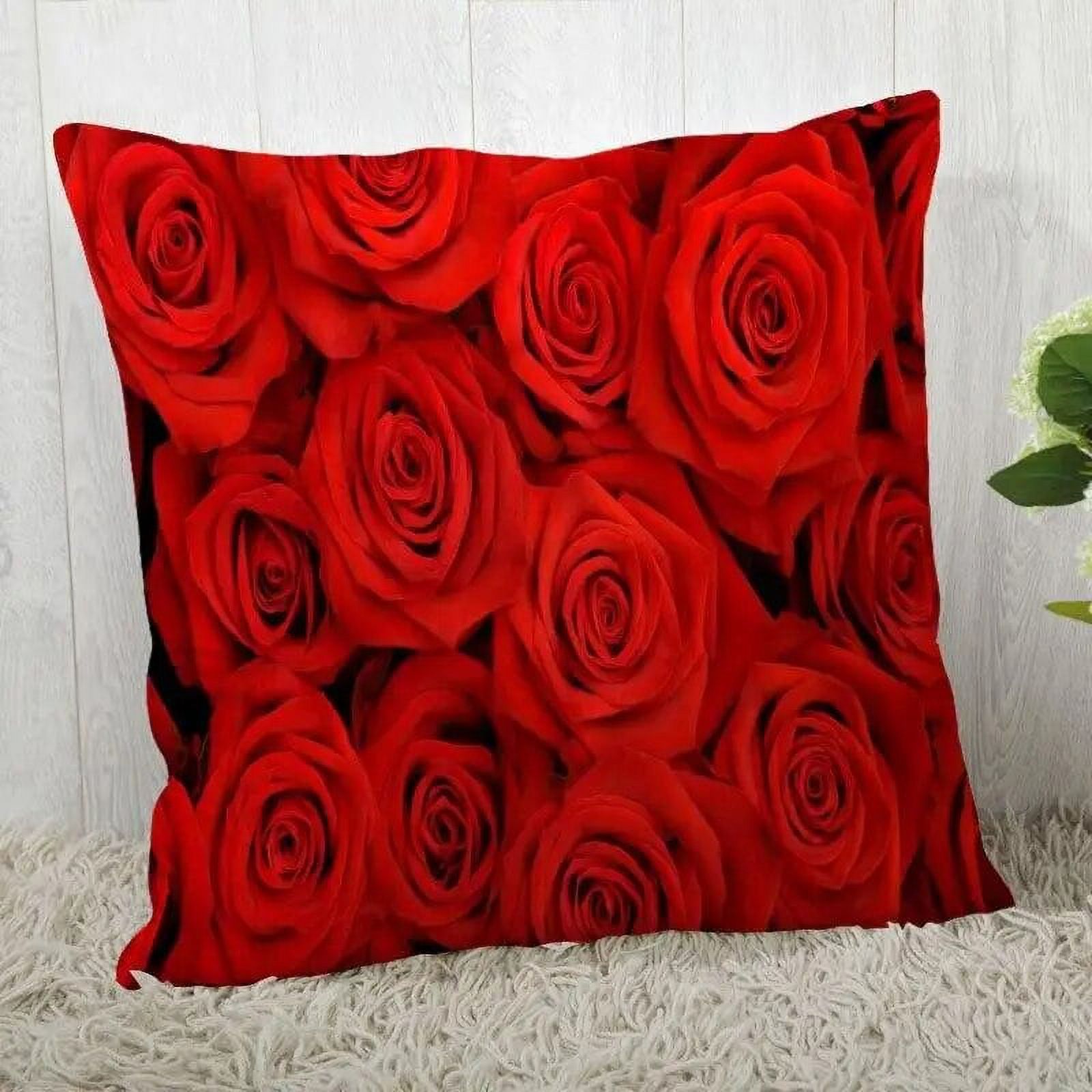 Red Rose Flower Print Pillowcase Sofa Office Decoration Home