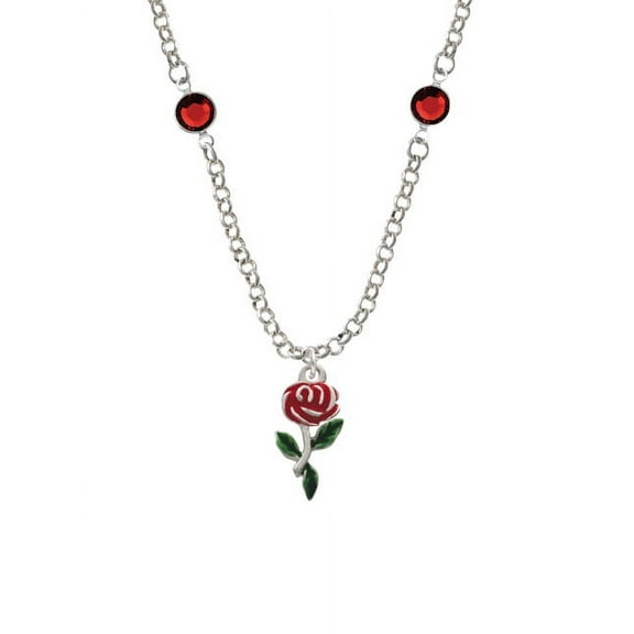 Red Rose Flower Red Crystal Fiona Necklace