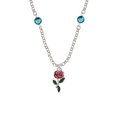 thumbnail image 1 of Red Rose Flower Teal Crystal Fiona Necklace, 1 of 1