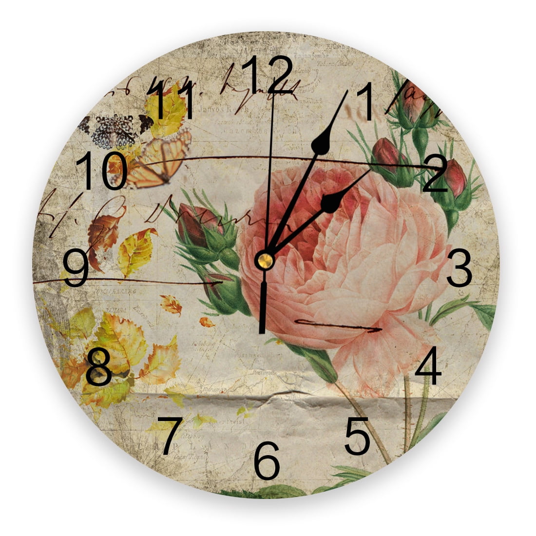 Red Rose Flower Wall Clock Kitchen Home Living Room Bedroom rative Kids ...