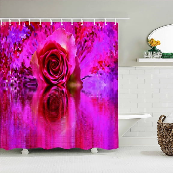 Red Rose Flowers Shower Curtain Bathroom Waterproof Polyester Multi-size Love Floral 3D Print Curtains for Bathroom Shower