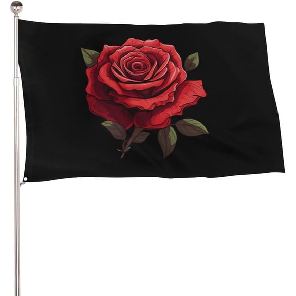 Red Rose Garden Flag Decorative Tapestry Funny Banner for Yard Outdoor Parties 60x96 in