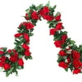 thumbnail image 1 of Red Rose Garland,7.6Ft Artificial Silk Rose Vines Plants,Hanging Ivy Garland,Fake Flowers Vine,for Valentine's Day Mother's Day Party Decoration,Wedding Garden Arch Arrangement By Scheam, 1 of 7