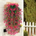thumbnail image 1 of Red Rose Garland,Faux Roses,Artificial Flowers for Outdoors,Faux Silk Violet Uv Resistant Look Real Trailing Vines for Outside Home Planter Porch Patio, 1 of 9