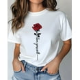 thumbnail image 1 of Red Rose Graphic Print T-Shirt For Women Casual Short Sleeve Tee 1 Pcs 100% Heavy Cotton - Comfortable Crew Neck, Soft Adorable Tees Tops, 1 of 6