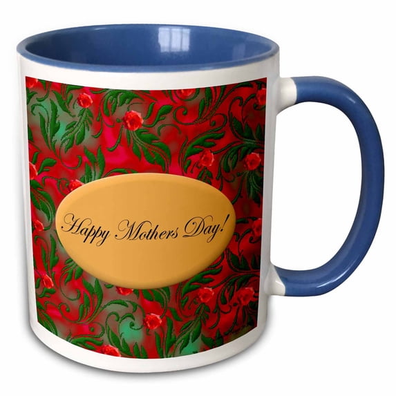 3drose, Red Rose Happy Mothers Day, 15oz Two-tone Blue Mug