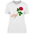 thumbnail image 1 of Red Rose In Hand T-Shirt Women -Image by Shutterstock, Female XX-Large, 1 of 2