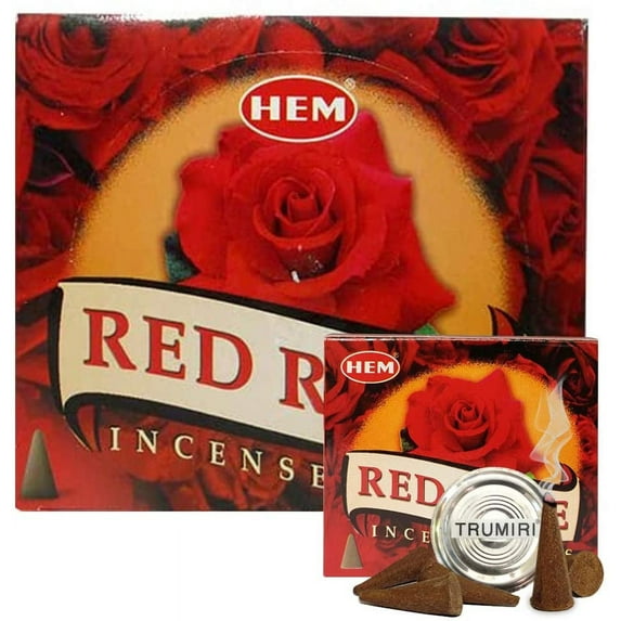 Red Rose Incense Cones And Cone Incense Burner Bundle Insence Insense Hem Incense