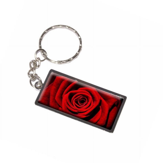 Red Rose Keychain Key Chain Ring