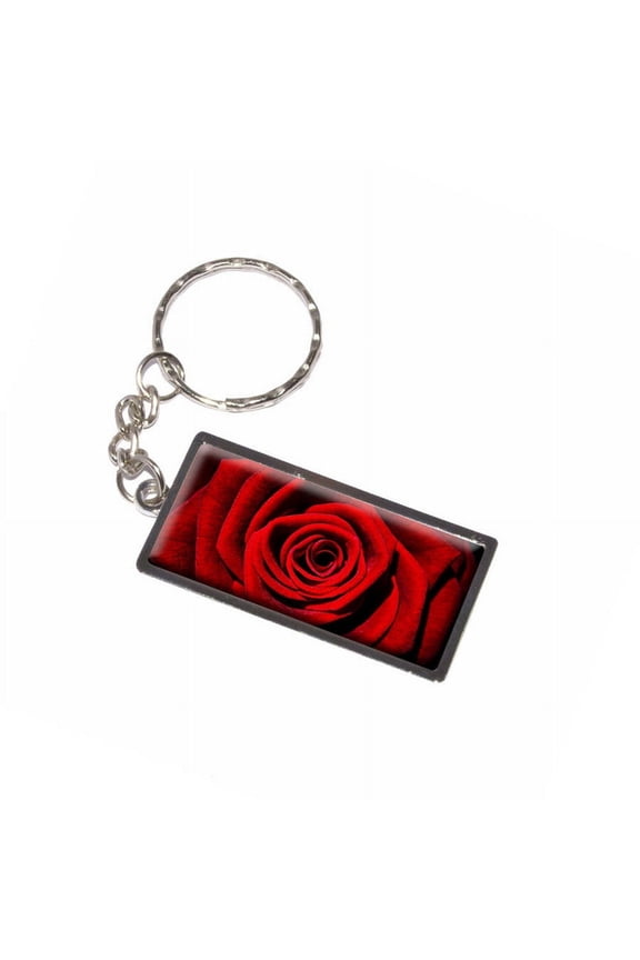 Red Rose Keychain Key Chain Ring