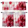 thumbnail image 1 of Red Rose Kitchen Curtains Valances and Tiers Set of 3 Floral Reflection Tier Curtains and Valance with Rod Pocket for Small Windows, 27.5"x24", 1 of 9