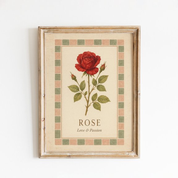 Red Rose Love Passion Botanical Wall Decor Unframed Paper Print