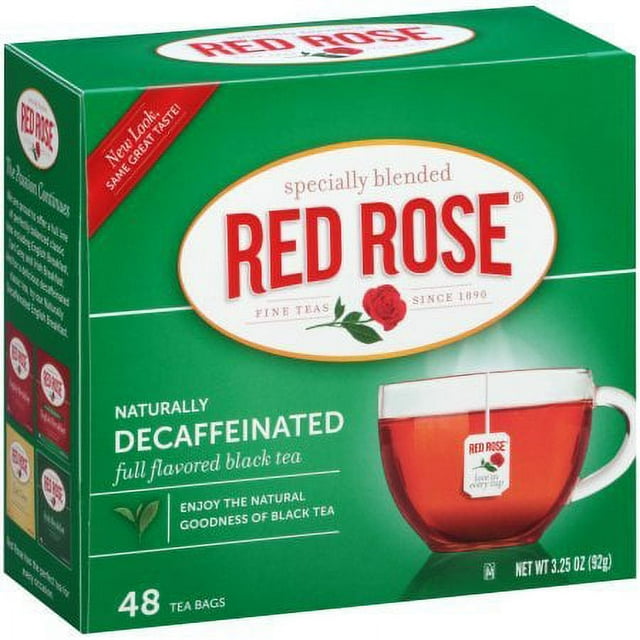 Red Rose Naturally Decaffeinated Tea 48Count Boxes (Pack of 2