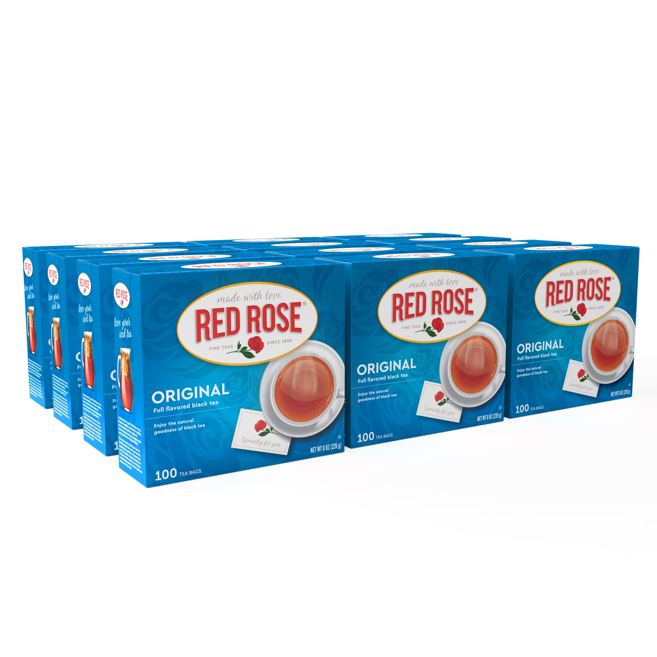 Red Rose Original Full Flavored Black Tea Specially Blended Strong Black Tea with 100 Tea Bags Per Box (Pack of 6) Contains Caffeine Brew Hot/Cold Original Black Tea (envelope)