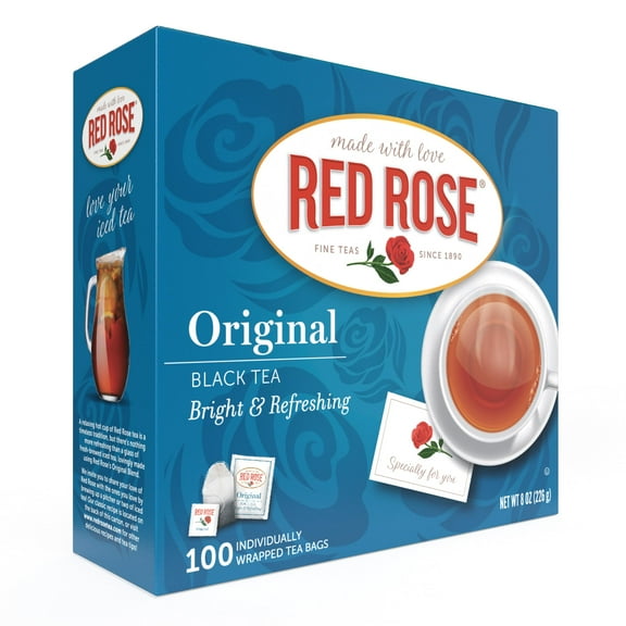 Red Rose Original Full Flavored Black Tea Specially Blended Strong Black Tea with 100 Tea Bags, Contains Caffeine Brew Hot/Cold Original Black Tea