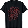 thumbnail image 1 of Red Rose Outline Cute Flower Floral Design Girls Gift T-Shirt, 1 of 4