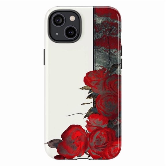 Red Rose Phone Case, Elegant Dark Floral Art iPhone Cover, Romantic Vintage Aesthetic Protective Case for iPhone 17 16 15 14 13 12 11 Pro Plus Mini