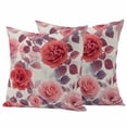 thumbnail image 1 of Red Rose Pillow Covers 2 Pack Spring Pink Rural Pastoral Flower Leaf Art Floral Pillowcase Waterproof Outdoor Throw Pillow Cover for Patio Garden Square Cushion 16”x16”, 1 of 9