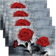 thumbnail image 1 of Red Rose Placemats 12x18,Grunge Navy Blue Ombre Place Mats Set of 4 for Adult Kitchen Decor,Vintage Watercolor Artwork Table Mats,Oil Painting Butterfly Floral Placemats Indoor Outdoor Party Decor, 1 of 4