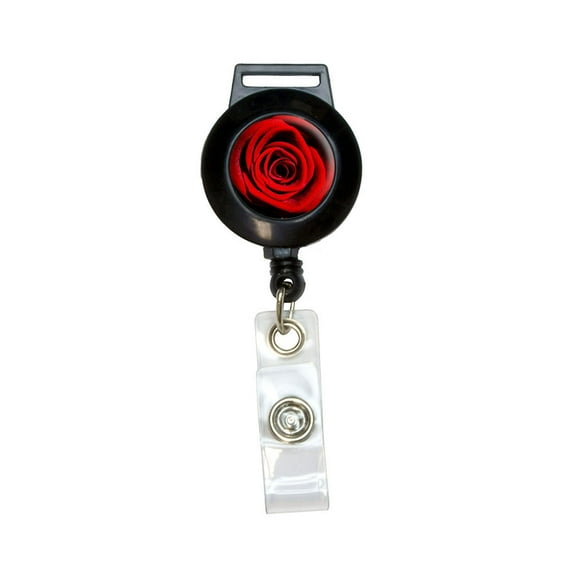Red Rose Retractable Badge Card ID Holder