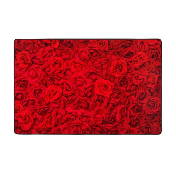 Red Rose Shaggy Area Rug, Rugs for Living Room Bedroom Non Slip Door Mat Indoor Carpet Machine Washable Nursery Home Decor Floor Mats for Entryway 60x39in-#