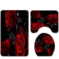 thumbnail image 1 of Red Rose Shower Curtain Sets Non-Slip Rugs Toilet Lid Cover Bath Mats Water Drop Flowers Valentine's Day Bathroom Decor Curtains, 1 of 5
