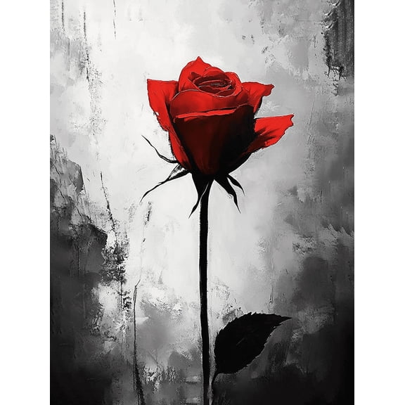 Red Rose Single Flower Canvas Wall Art Print Perfect for Living Room Bedroom Bathroom Office and Hallway Decoration.