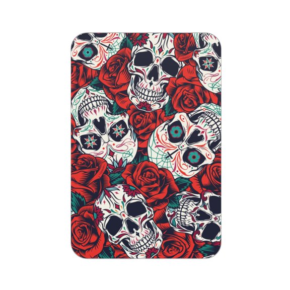 Red Rose Skull Skulls Head Acrylic Fridge Magnets Decorative Refrigerator Magnets for Kitchen Office Whiteboard Locker