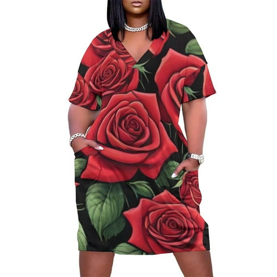 Red Rose Summer Dresses for Women Beach Boho